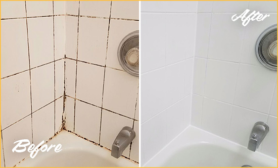 Before and After Picture of a Zebulon Tub Caulked to Remove and Avoid Mold