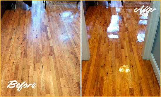 Before and After Picture of a Forestville Wood Deep Cleaning Service on a Worn Out Hallway