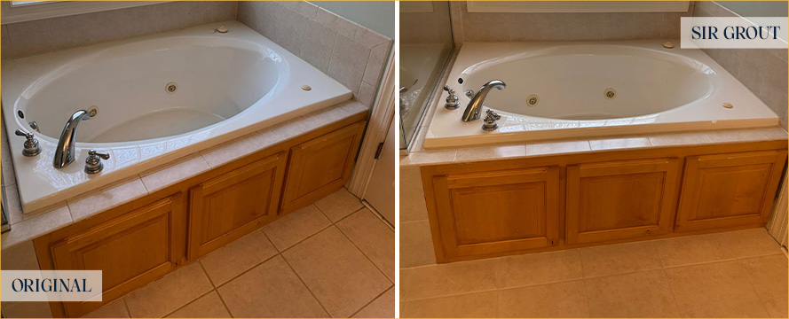 Shower Before and After a Flawless Grout Sealing in Clayton, NC