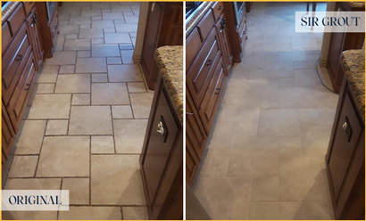 Floor Before and After a Flawless Grout Cleaning in Raleigh, NC