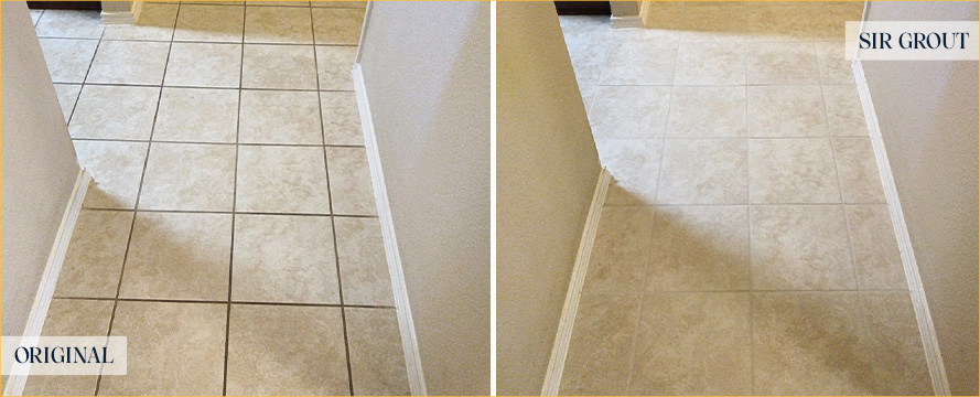 Floor Before and After a Flawless Grout Sealing in Fuquay-Varina, NC