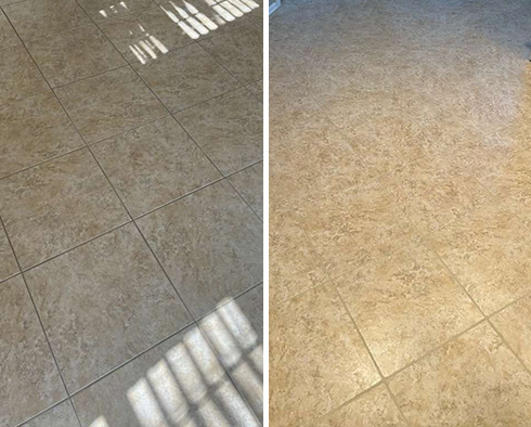 Floor Before and After a Grout Sealing in Raleigh, NC 