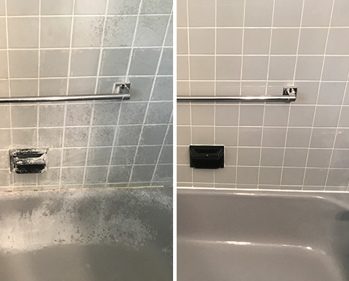 Shower Before and After a Tile Cleaning in Apex, NC 