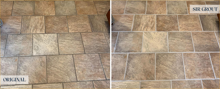 Floor Before and After an Excellent Grout Cleaning in Raleigh, NC