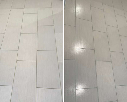 Floor Before and After a Tile Sealing in Holly Springs, NC