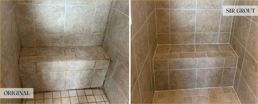 Shower Before and After a Flawless Grout Cleaning in Apex, NC