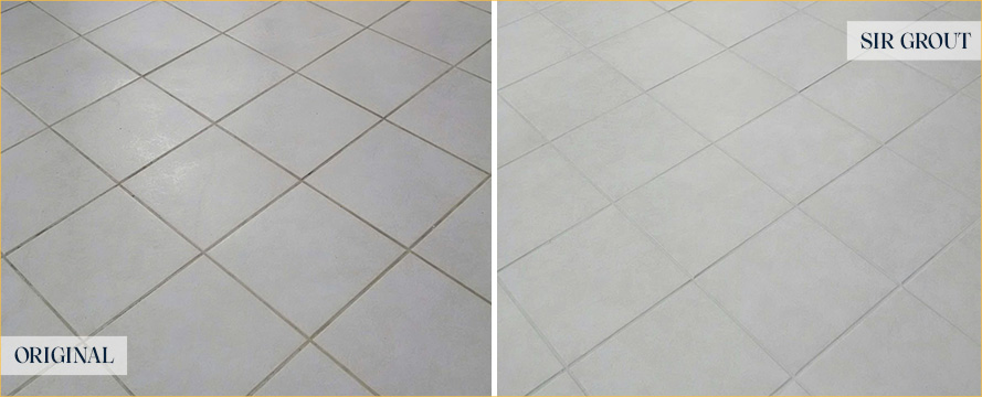 Floor Before and After a Superb Grout Cleaning in Wake Forest, NC