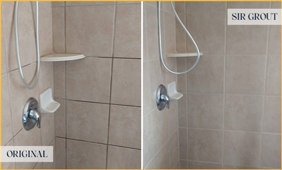 Shower Before and After a Superb Grout Sealing in Morrisville, NC