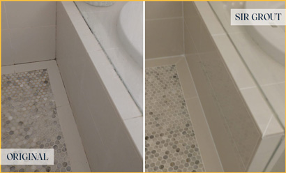 Shower Before and After a Flawless Grout Sealing in Apex, NC
