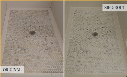 Shower Before and After a Superb Grout Sealing in Apex, NC