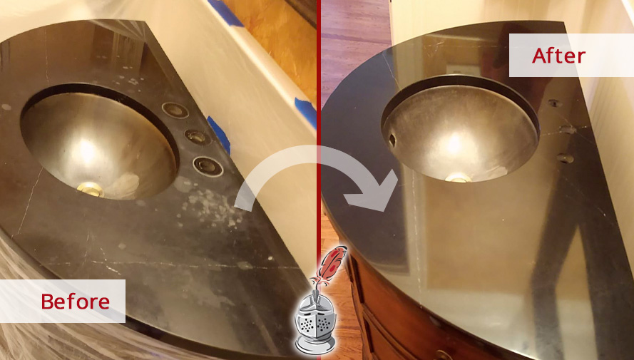 Before and After Our Countertop Stone Polishing and Honing in Raleigh, NC