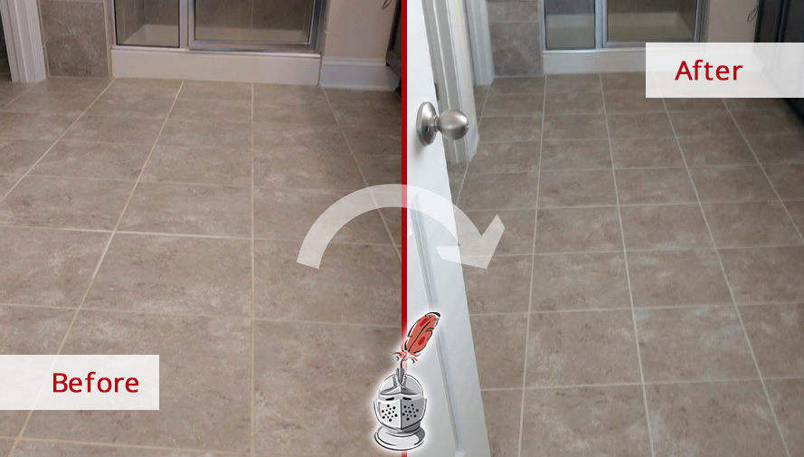 Before and After Our Ceramic Grout Recoloring Service in Apex, NC