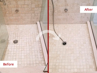 Shower Before and After Our Grout Cleaning in Raleigh, NC