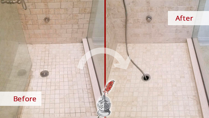 Shower Before and After Our Grout Cleaning in Raleigh, NC