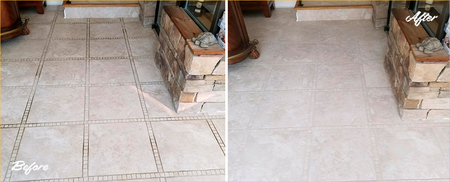 Foyer Floor Restored by Our Tile and Grout Cleaners in Raleigh, NC