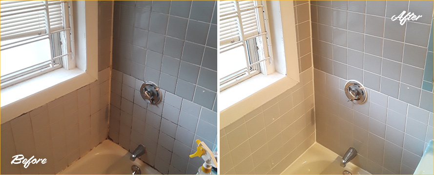 Tubshower Before and After Our Grout Sealing in Raleigh, NC