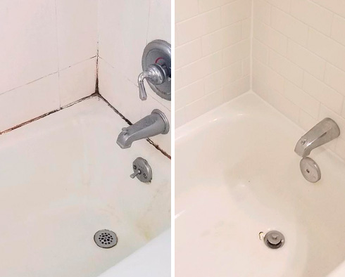 Shower Before and After a Grout Sealing in Raleigh, NC