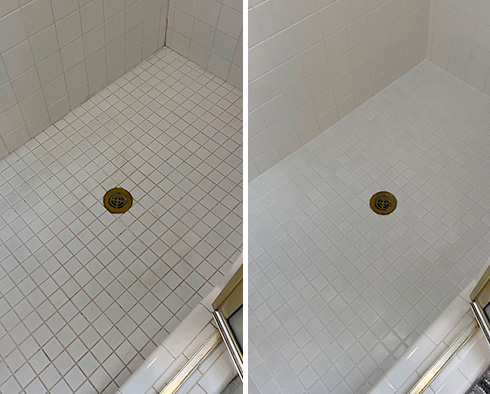 Shower Before and After a Grout Sealing in Raleigh, NC 