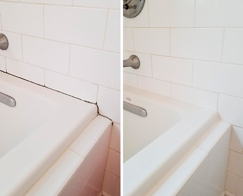 Bathub Seams Before and After Our Caulking Services in Raleigh