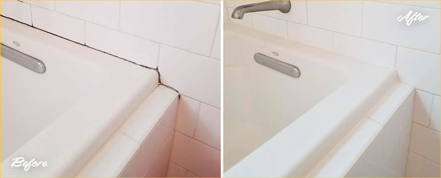 Bathub Seams Before and After Our Caulking Services in Raleigh