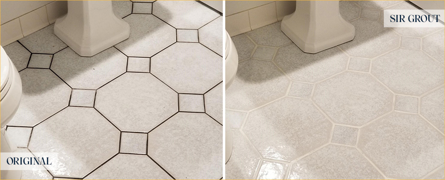 Floor Before and After an Excellent Grout Sealing in Morrisville, NC 