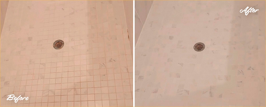 Porcelain Floor Before and After a Tile Cleaning in Raleigh