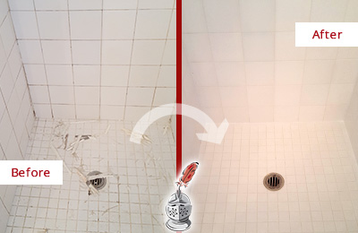 Sir Grout Caulks this Apex Bathroom Re-Caulked To Repair Damaged Caulking Before and After Picture of a Apex Bathroom Re-Caulked To Repair Damaged Caulking